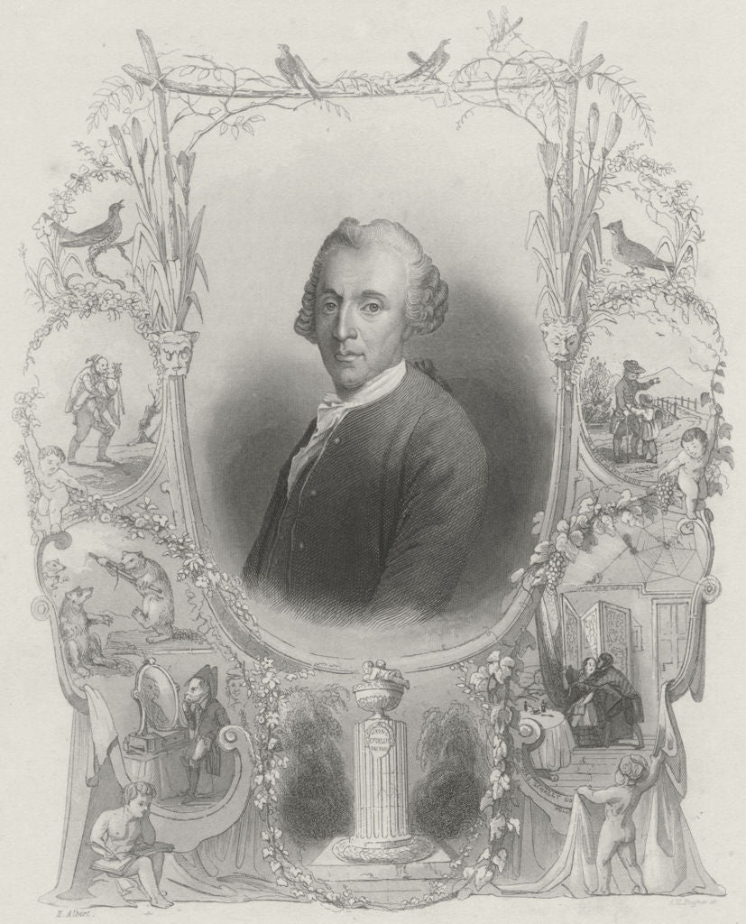 GERMANY. Gellert. Payne Portrait 1847 old antique vintage print picture